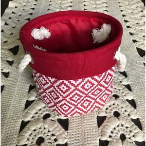 NWOT Decorative Basket Red Woven Rope Handles